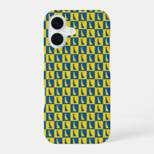 Delaware silhouette pattern blue gold iPhone 16 Case