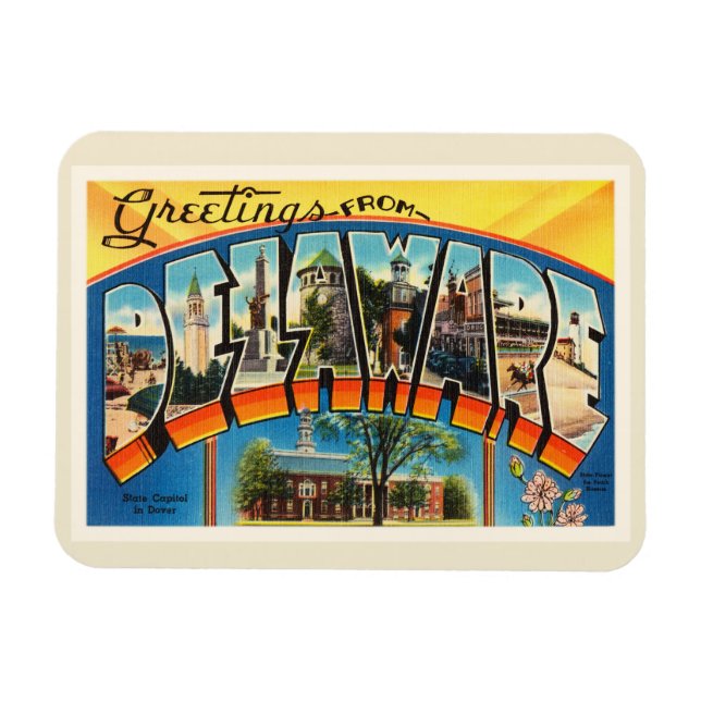 Delaware State DE Old Vintage Travel Postcard- Magnet (Horizontal)