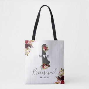 Delaware State Destination Rustic Wedding Monogram Tote Bag