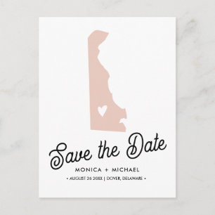DELAWARE State Destination Wedding  ANY COLOR! Announcement Postcard