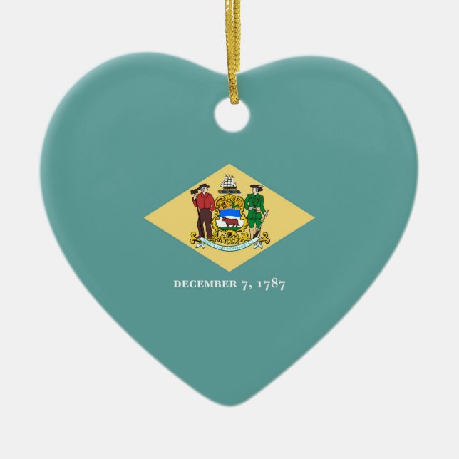 Delaware State Flag Design Decor Ceramic Ornament (Front)
