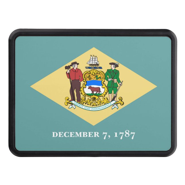 Delaware State Flag Design Trailer Hitch Cover (Front)