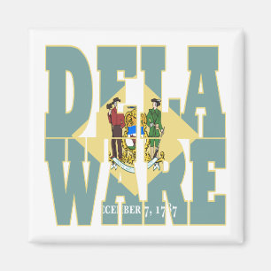 Delaware state flag text magnet
