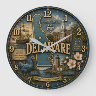 Delaware State Heritage  Large Clock