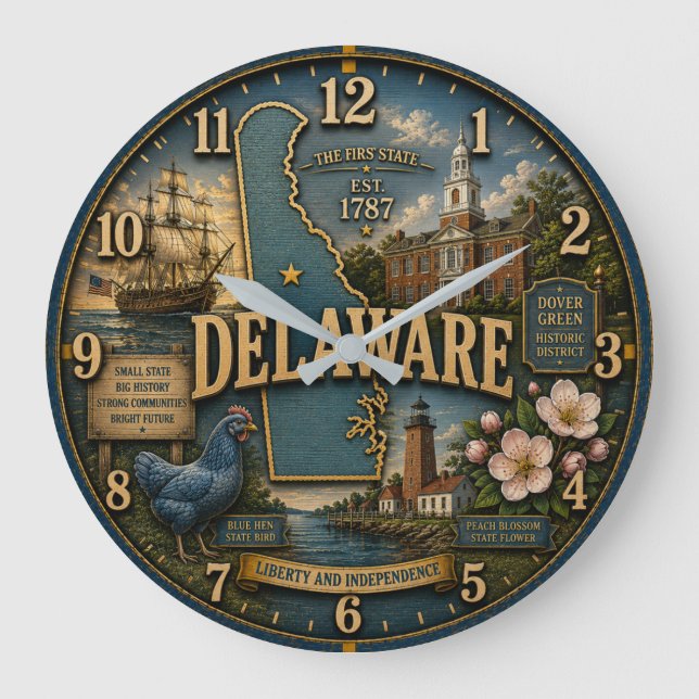 Delaware State Heritage  Large Clock (Front)