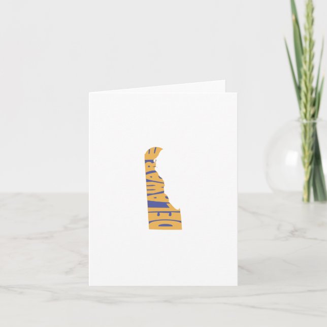 Delaware State Name Word Art Yellow Note Card (Front)
