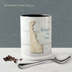 Delaware State Outline Rustic Wood Mug