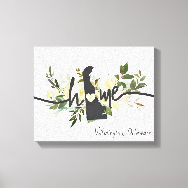 Delaware State Personalized Your Home City Rustic Canvas Print (Front)