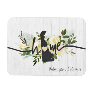 Delaware State Personalized Your Home City Rustic Magnet