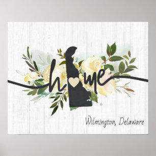 Delaware State Personalized Your Home City Rustic Poster