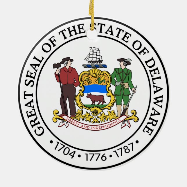 Delaware state seal america republic symbol flag ceramic ornament (Back)