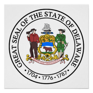 Delaware state seal america republic symbol flag poster