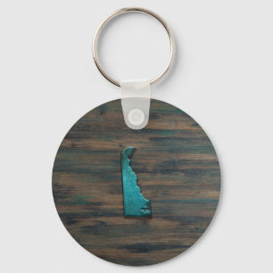 Delaware State Shape Teal Keychain