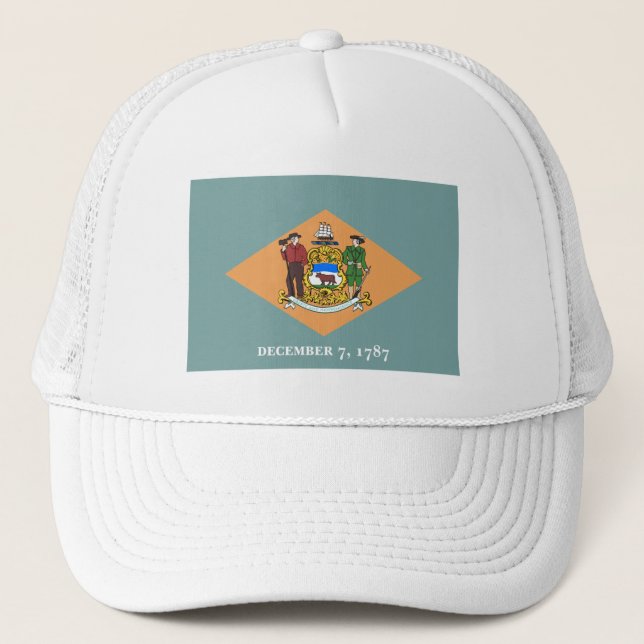 Delaware The Diamond US State Flag Trucker Hat (Front)