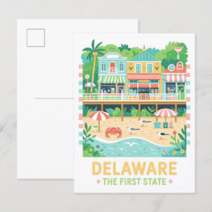 Delaware the First State USA Summer Travel Postcard
