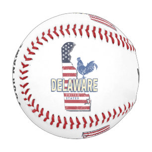 Delaware United States Retro State Map Vintage USA Baseball