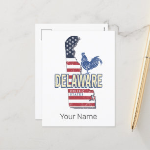 Delaware United States Retro State Map Vintage USA Holiday Postcard