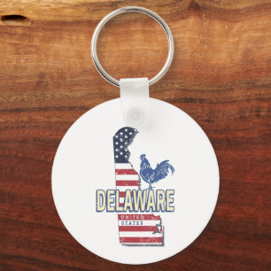 Delaware United States Retro State Map Vintage USA Keychain