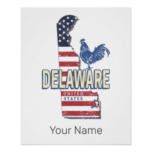 Delaware United States Retro State Map Vintage USA Poster