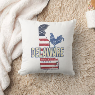 Delaware United States Retro State Map Vintage USA Throw Pillow