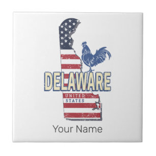 Delaware United States Retro State Map Vintage USA Tile