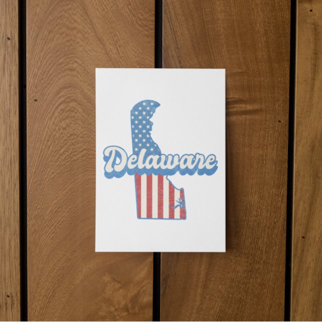Delaware USA Map American flag Postcard (delaware usa map american flag postcard)
