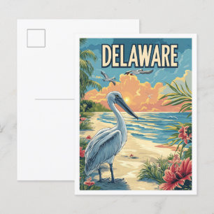 Delaware USA Vintage Illustration Travel Postcard