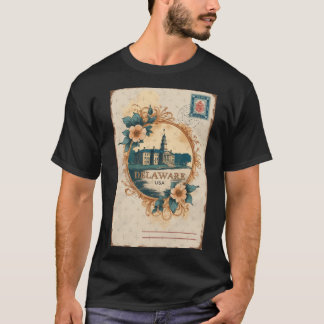 Delaware USA Vintage Travel Retro Postcard Design T-Shirt