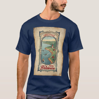 Delaware USA Vintage Travel Retro Postcard Design T-Shirt