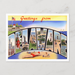 Delaware Vintage Big Letters Postcard