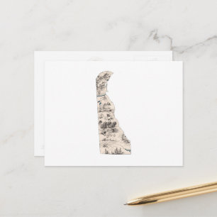 Delaware Vintage Picture Map Antique State Chart Postcard