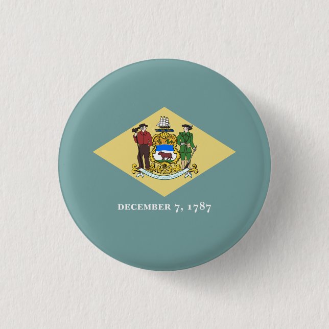 Delawarean Flag, Flag of Delaware 1 Inch Round Button (Front)