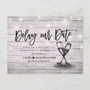 Delay our Date Wedding Postponement Change of Plan Announcement Postcard