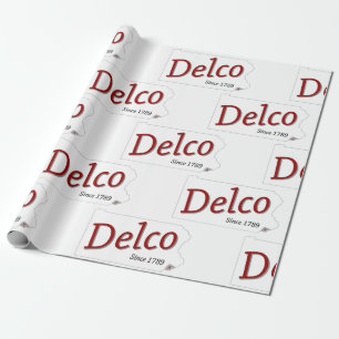 Delco since 1789 red black and grey wrapping paper