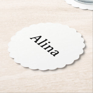 delete text add own design 4" x 4" Scalloped Round Paper Coaster