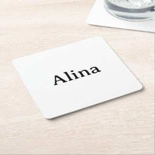 delete text add own design 4" x 4"  square paper coaster