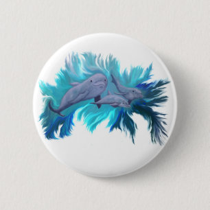 Delfin school 2 inch round button
