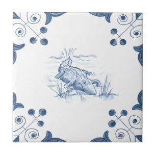 Delft Alligator Tile with Scroll Corners