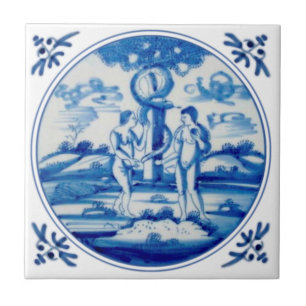 Delft Biblical Genesis Adam & Eve Repro circa 1760 Tile