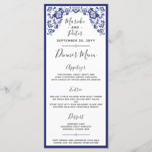 Delft Blauw Delft Blue Dutch Mariage Dinner Menu