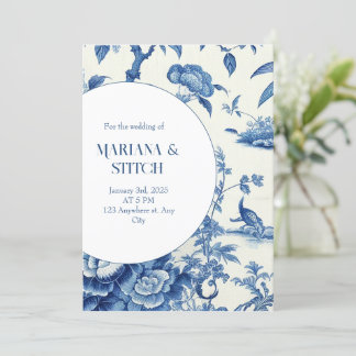 Delft Blue and White Chinoiserie Wedding Invitation