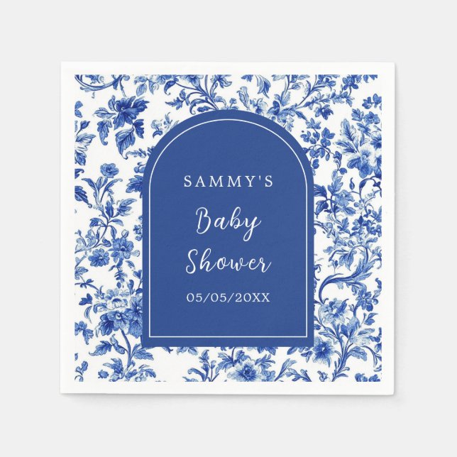 Delft Blue Antique Chinoiserie Baby Shower Napkin (Front)