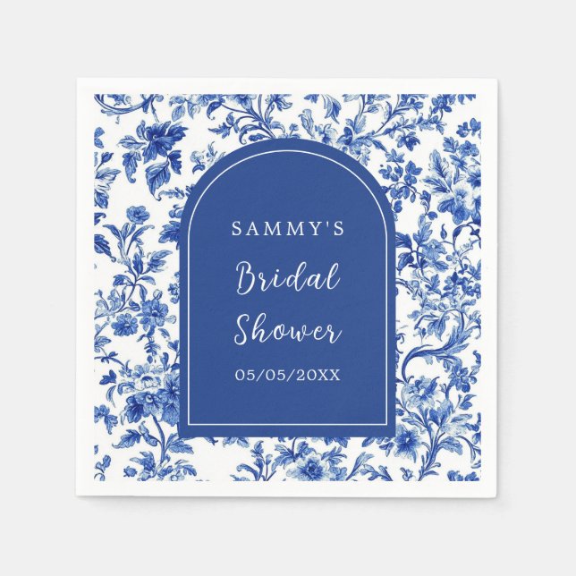 Delft Blue Antique Chinoiserie Bridal Shower Napkin (Front)