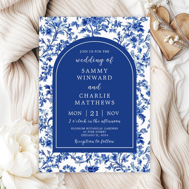 Delft Blue Antique Chinoiserie Wedding Invitation (Creator Uploaded)