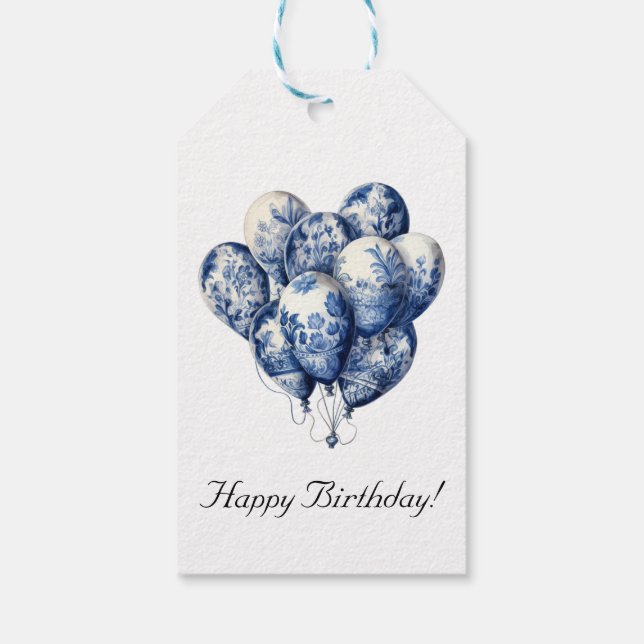 Delft Blue Balloons customizable Gift Tags (Back)