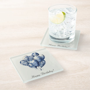 Delft Blue Balloons customizable Glass Coaster