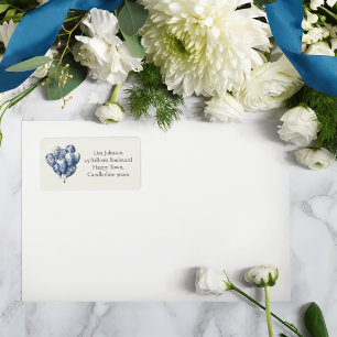 Delft Blue Balloons customizable Label