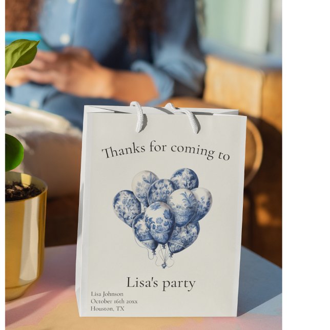 Delft Blue Balloons customizable Medium Gift Bag (Creator Uploaded)