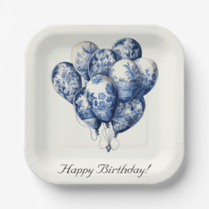 Delft Blue Balloons customizable Paper Plate