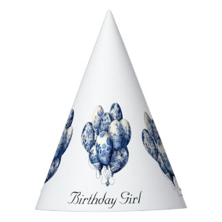 Delft Blue Balloons customizable Party Hat